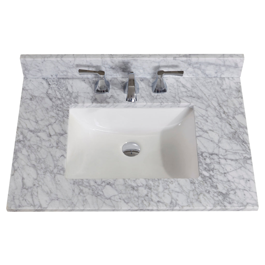 31 in. Natural Marble Vanity Top with White Sink