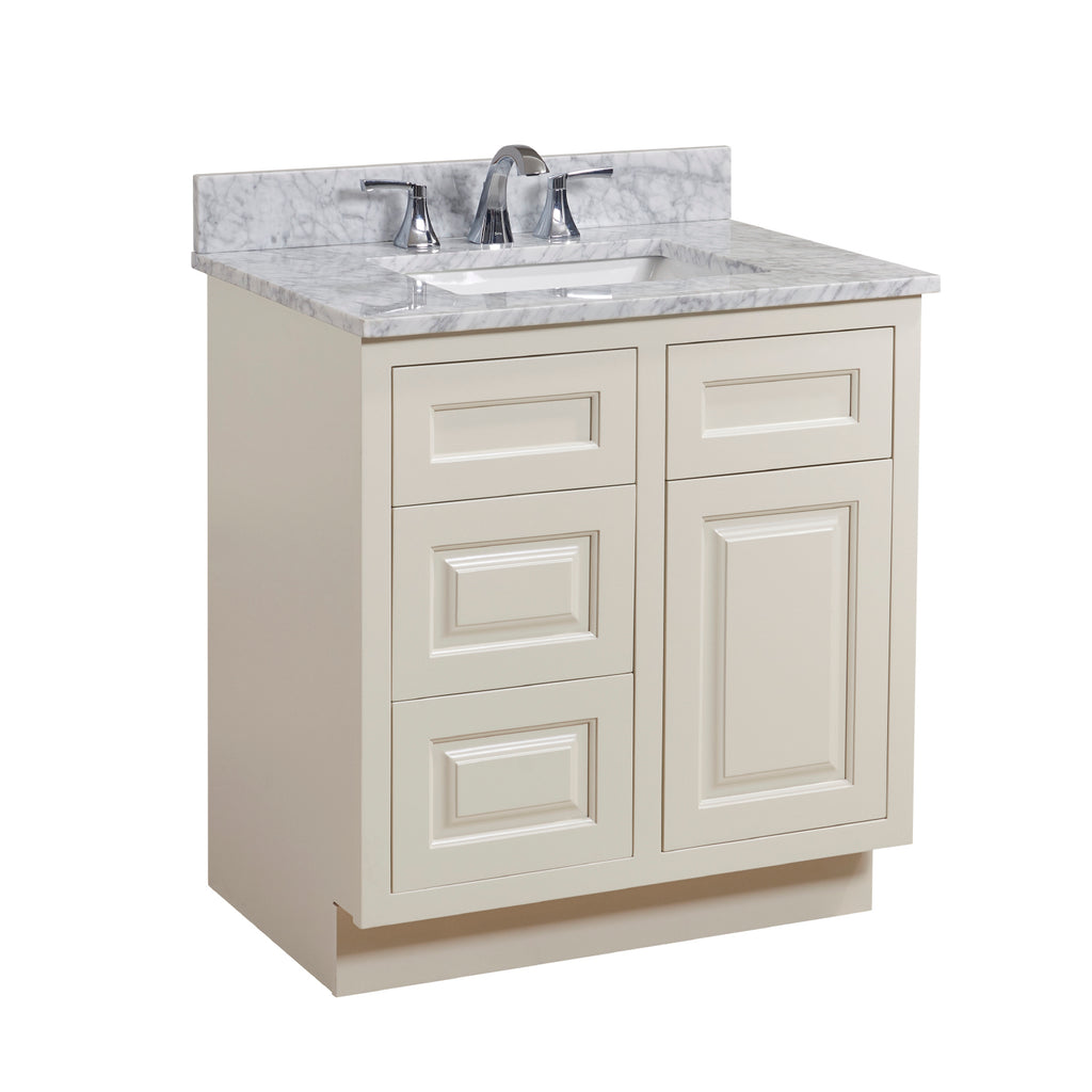31 in. Natural Marble Vanity Top with White Sink