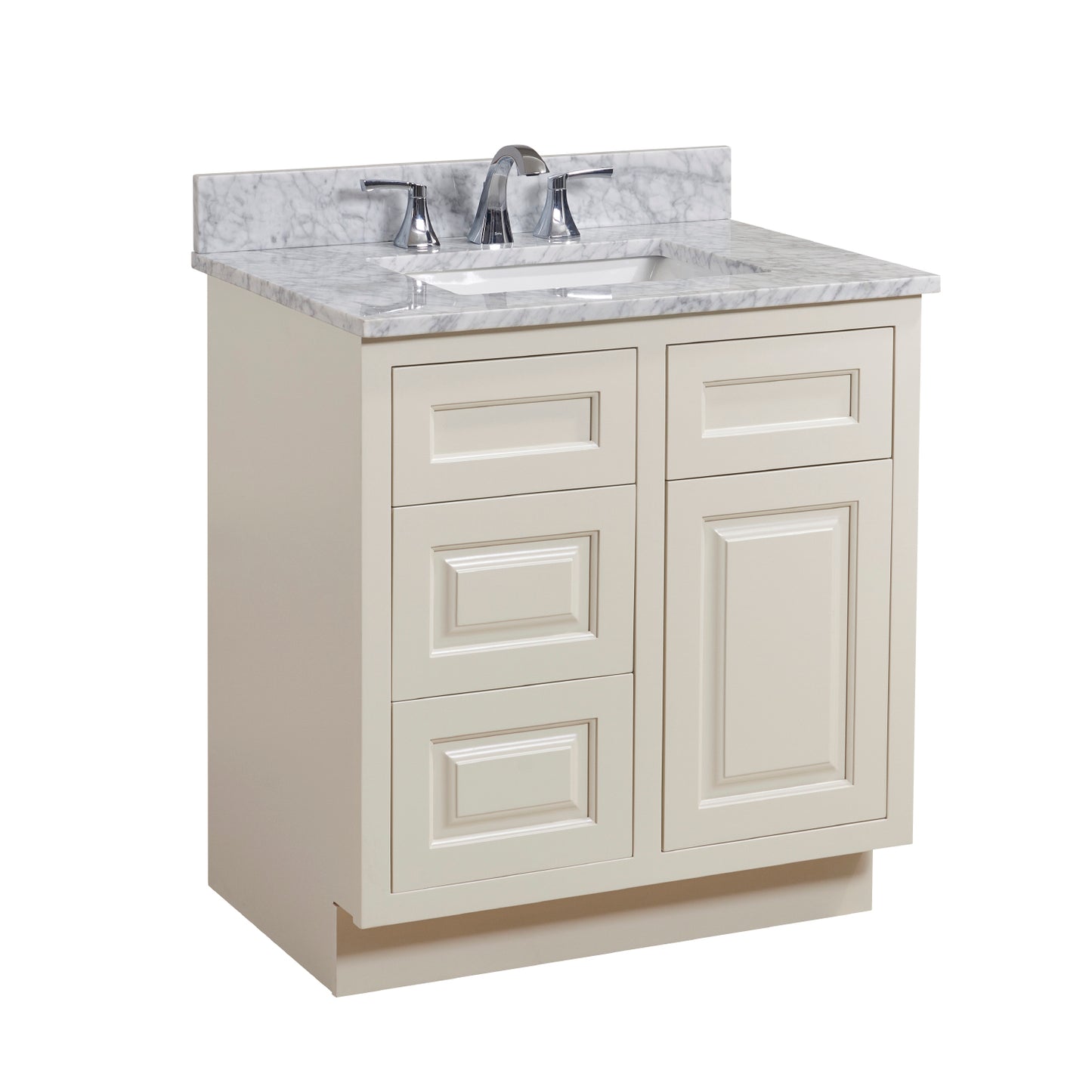 31 in. Natural Marble Vanity Top with White Sink