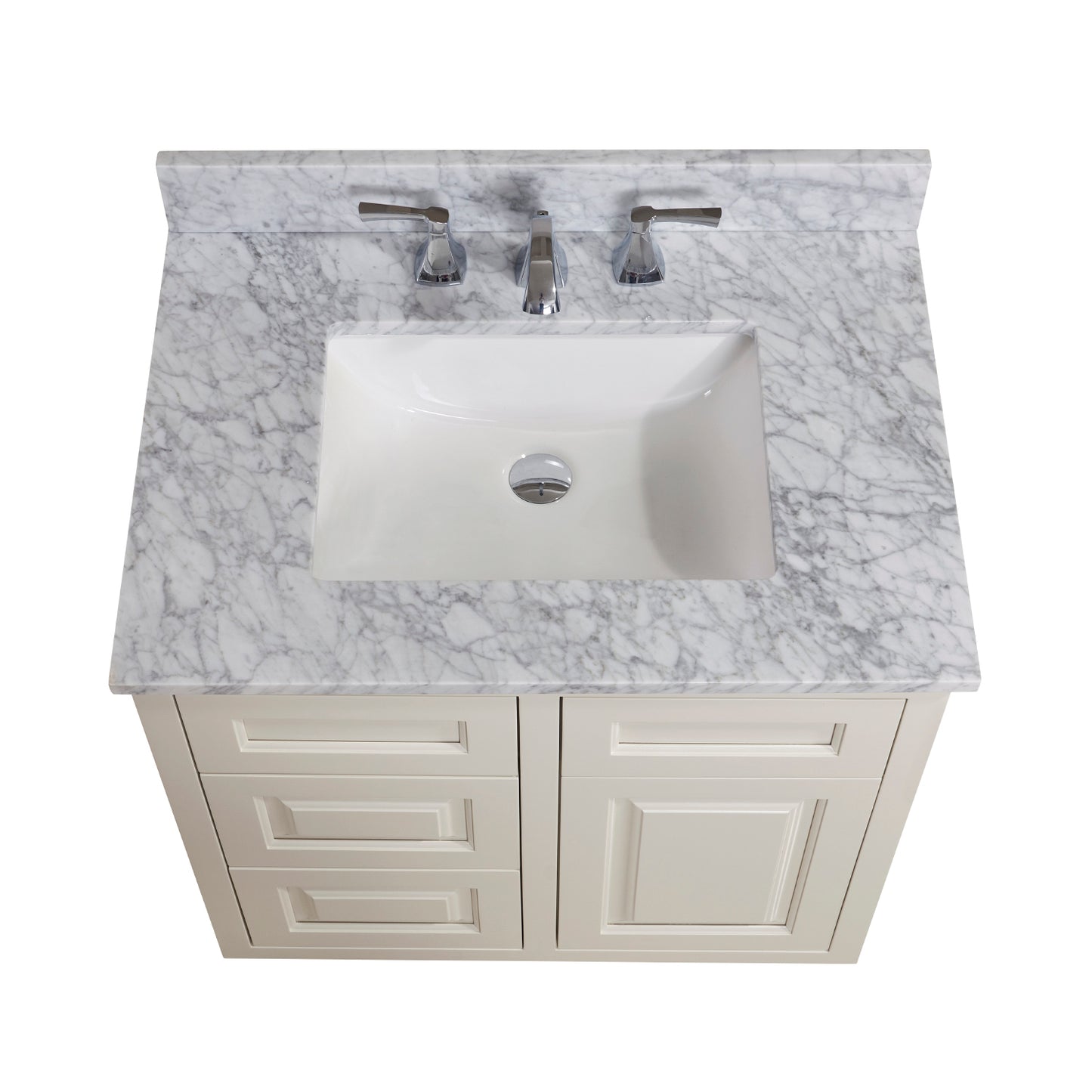 31 in. Natural Marble Vanity Top with White Sink