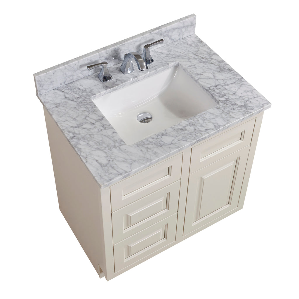 31 in. Natural Marble Vanity Top with White Sink