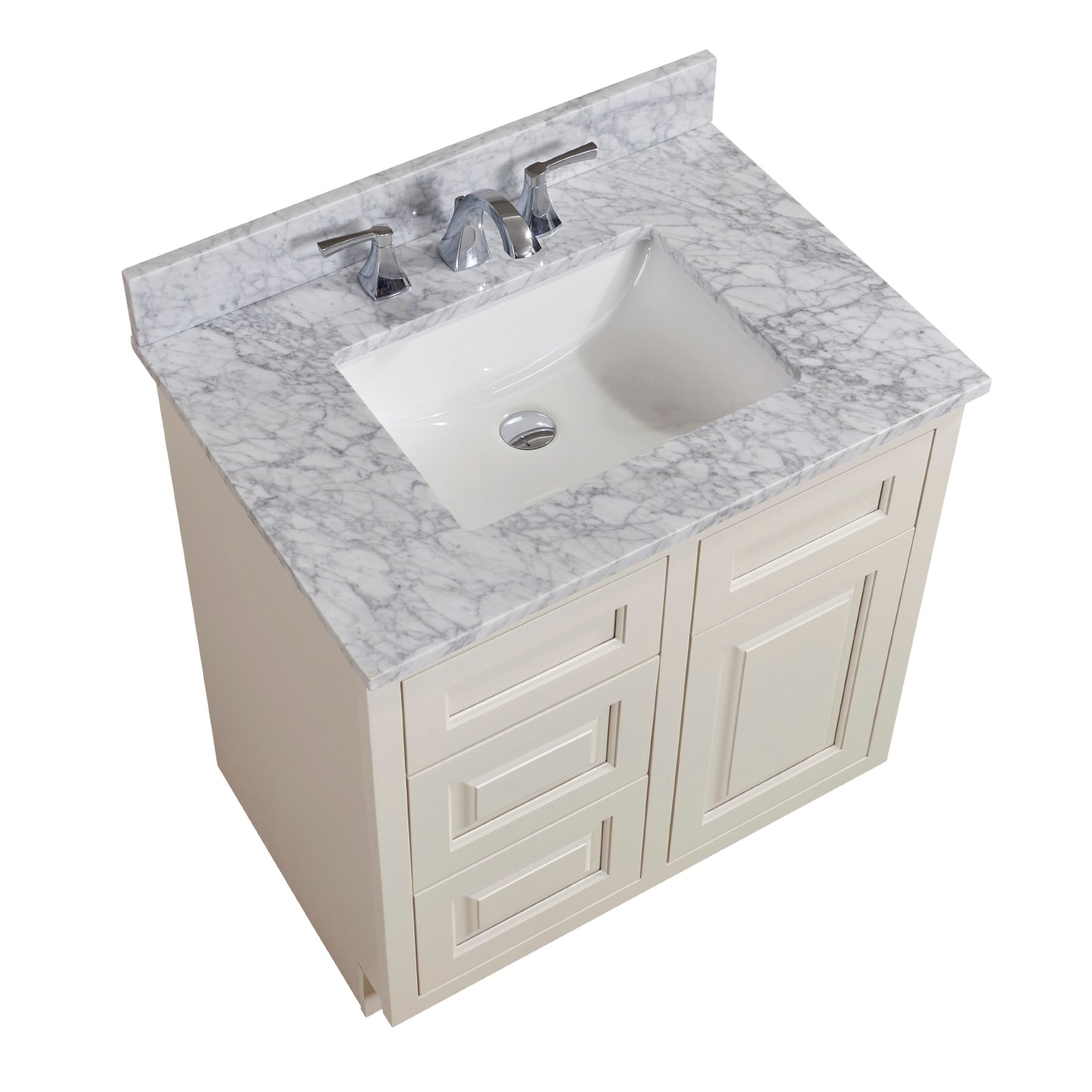 31 in. Natural Marble Vanity Top with White Sink
