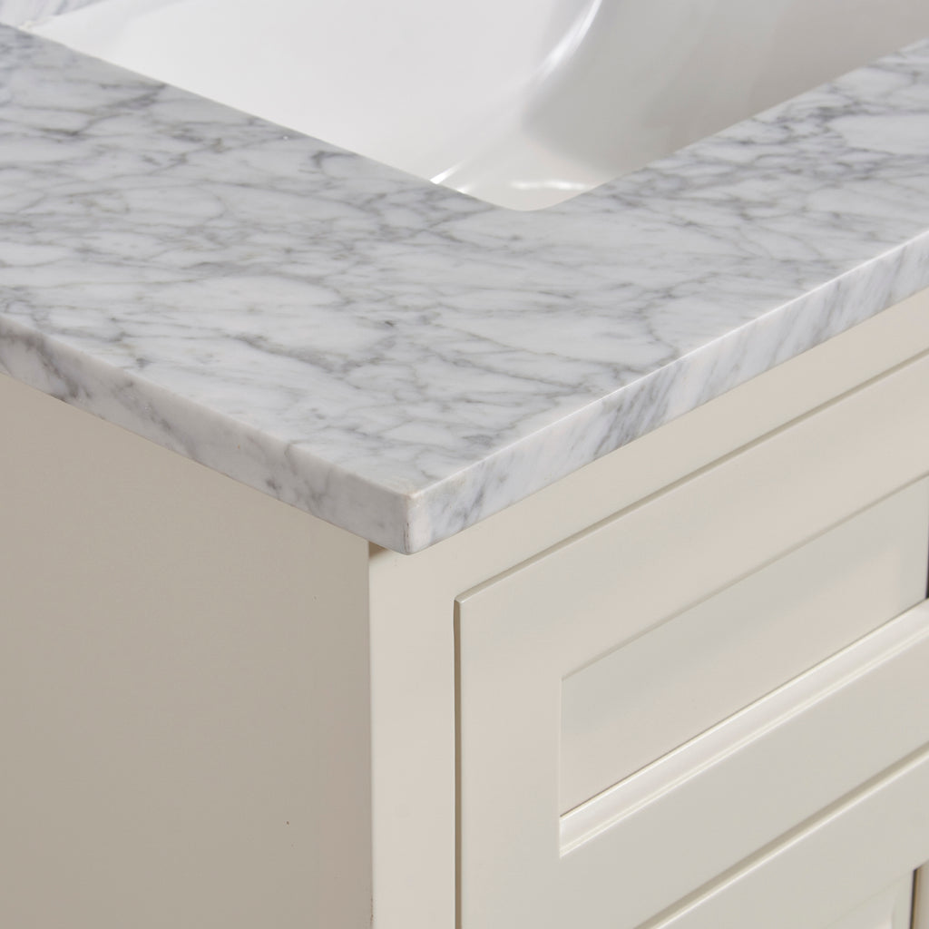 31 in. Natural Marble Vanity Top with White Sink