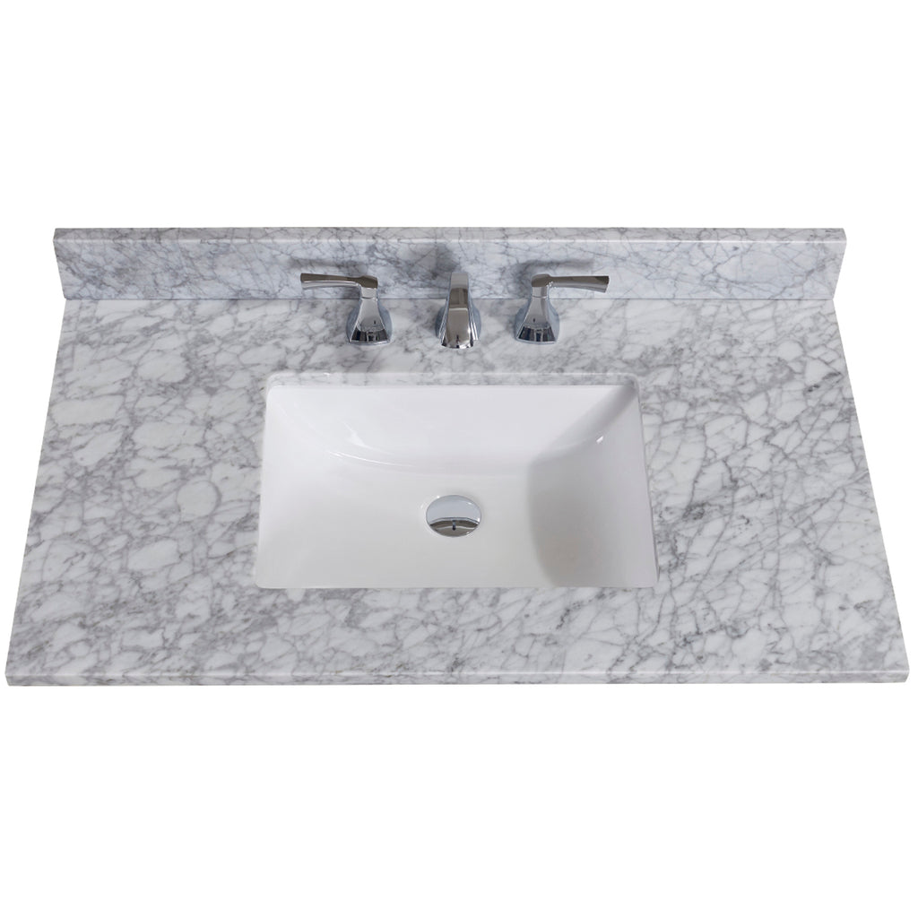 37 in. Natural Marble Vanity Top with White Sink
