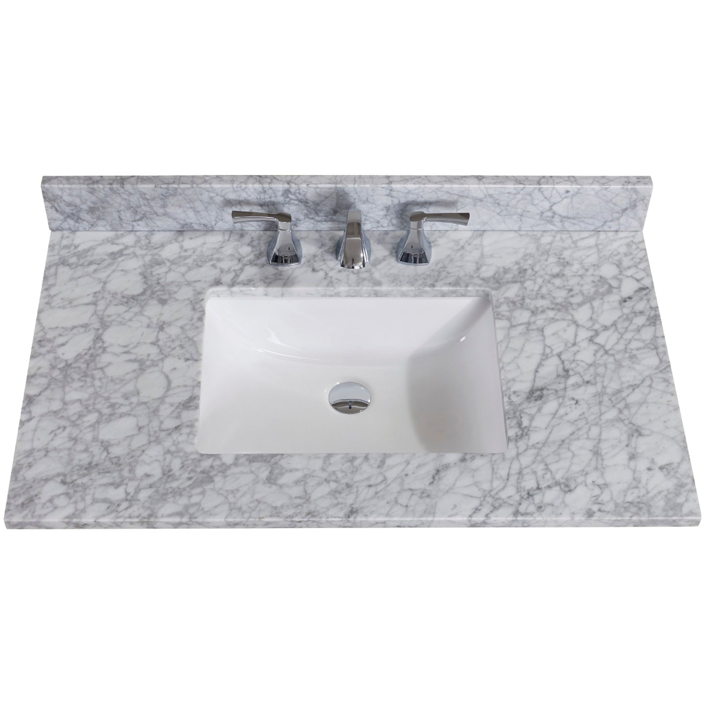 37 in. Natural Marble Vanity Top with White Sink