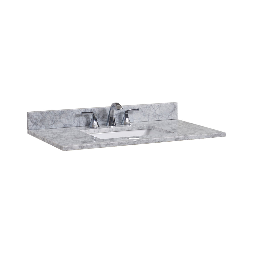 37 in. Natural Marble Vanity Top with White Sink