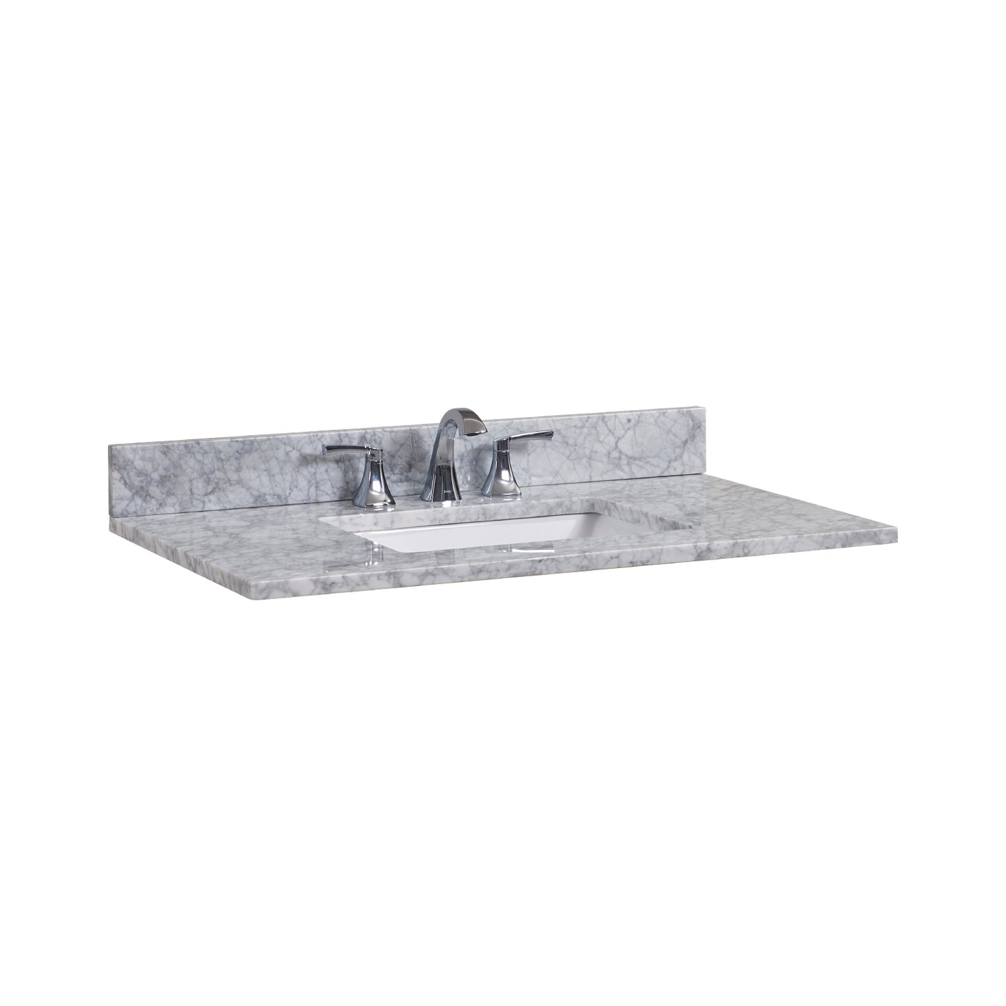 37 in. Natural Marble Vanity Top with White Sink