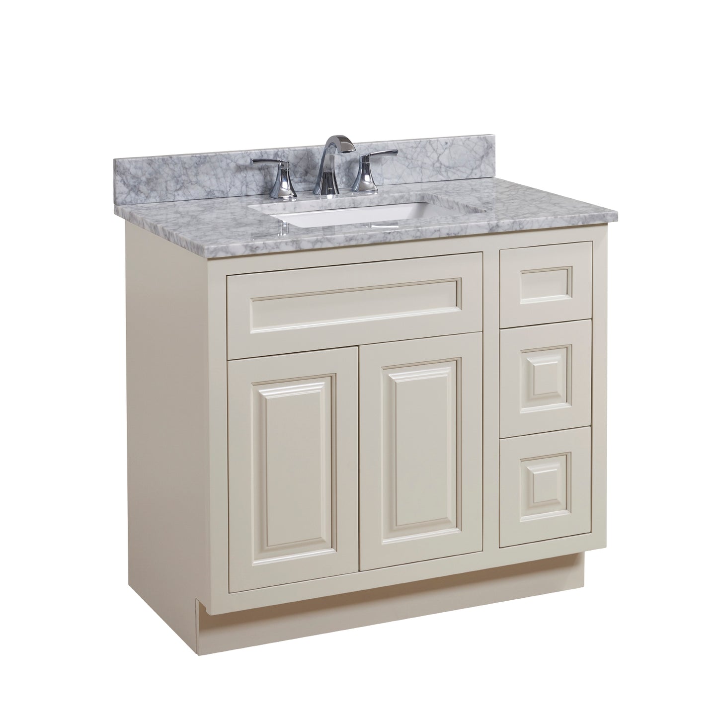 37 in. Natural Marble Vanity Top with White Sink