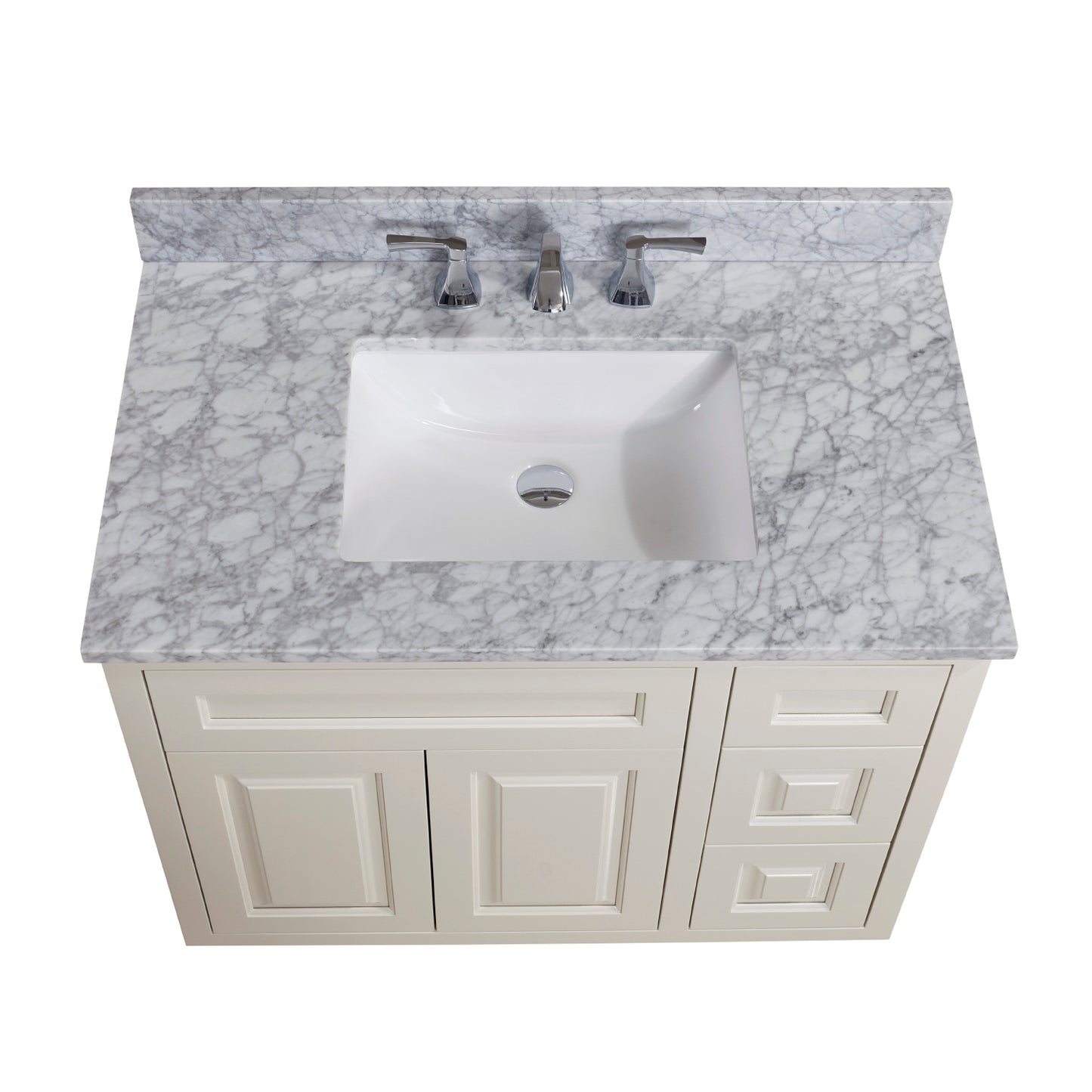 37 in. Natural Marble Vanity Top with White Sink