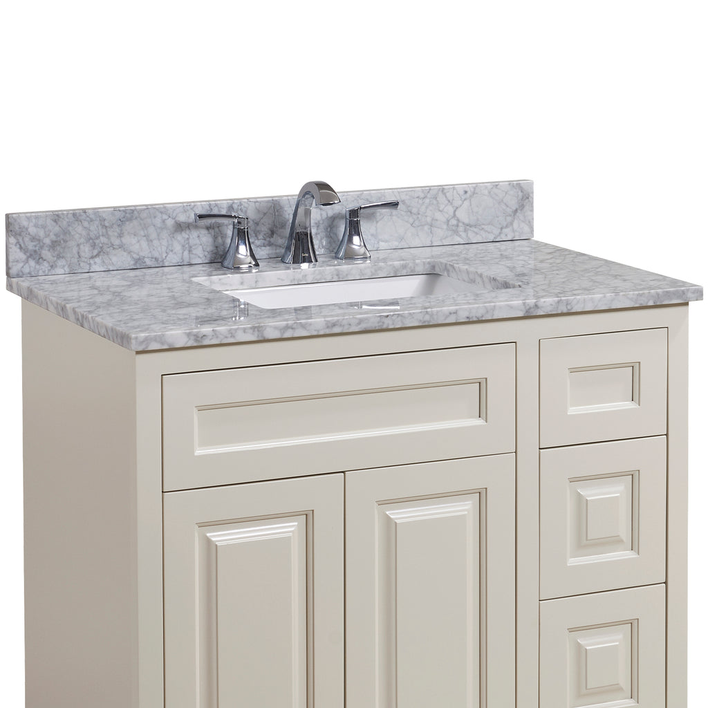 37 in. Natural Marble Vanity Top with White Sink