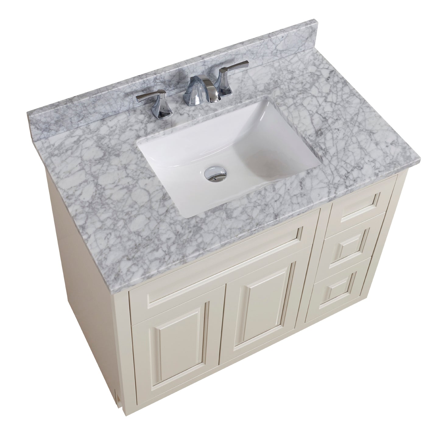 37 in. Natural Marble Vanity Top with White Sink
