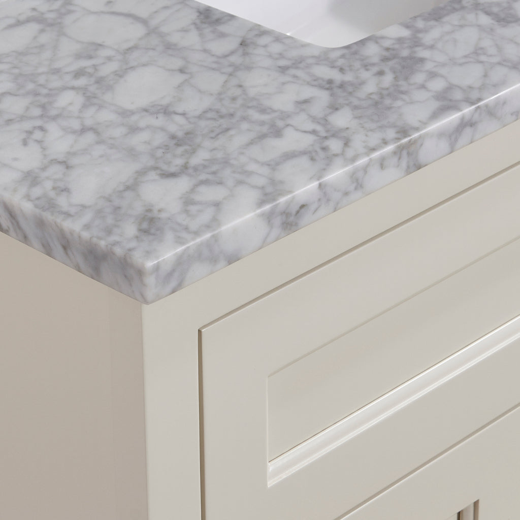 37 in. Natural Marble Vanity Top with White Sink