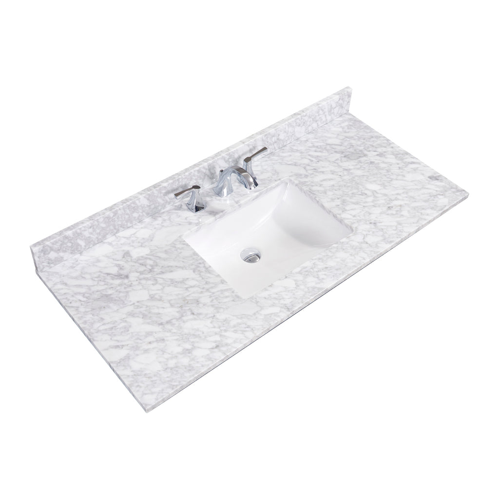 49 in. Natural Marble Vanity Top with White Sink