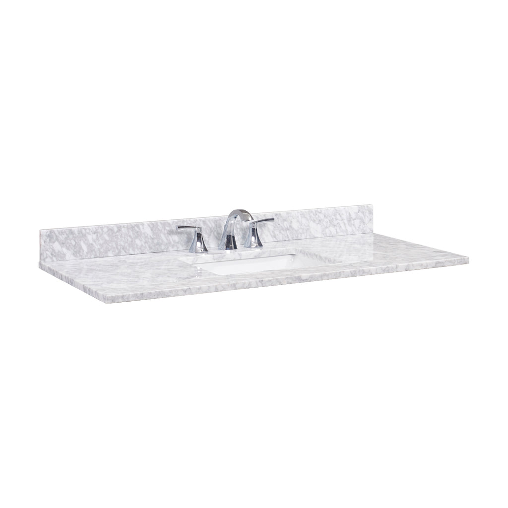 49 in. Natural Marble Vanity Top with White Sink