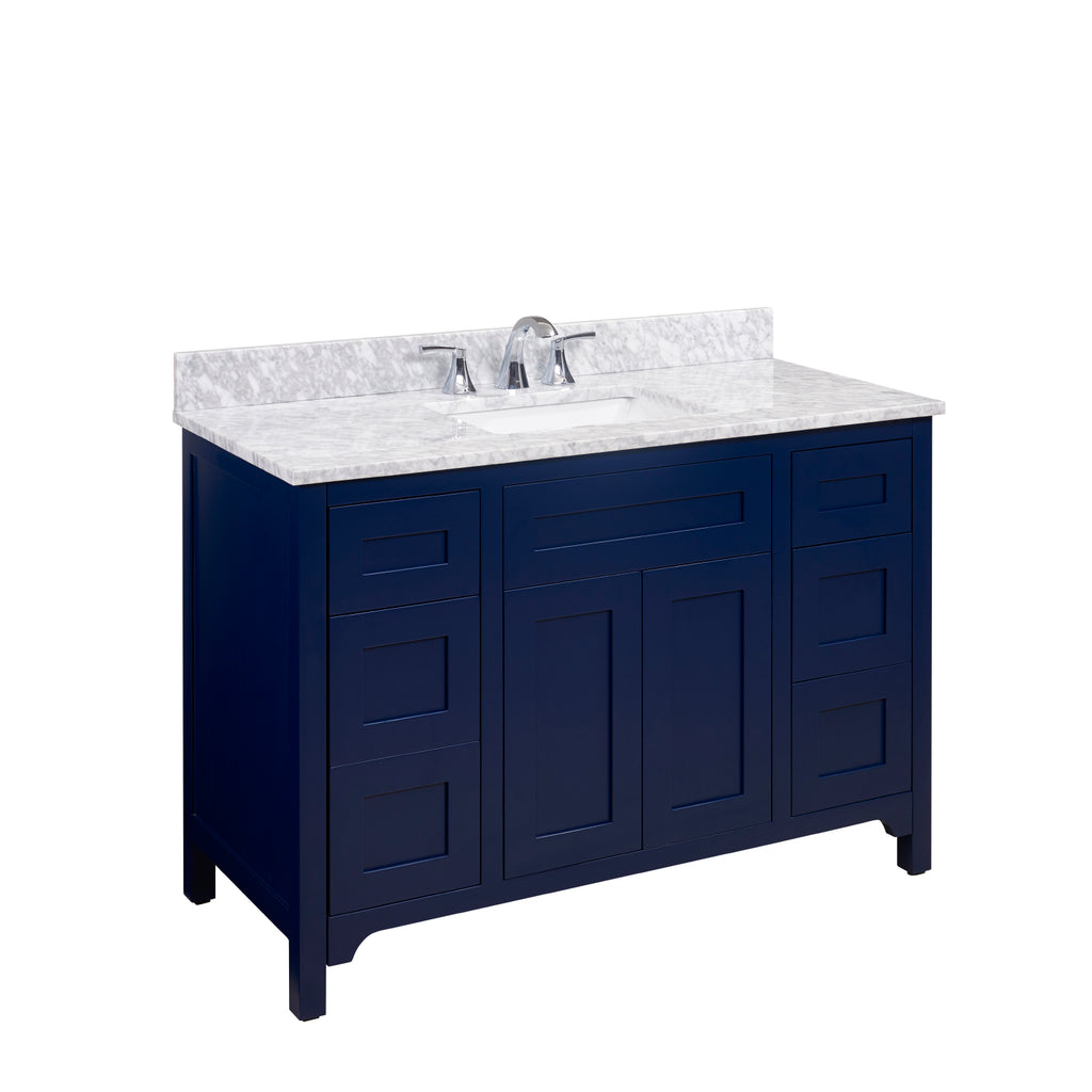 49 in. Natural Marble Vanity Top with White Sink
