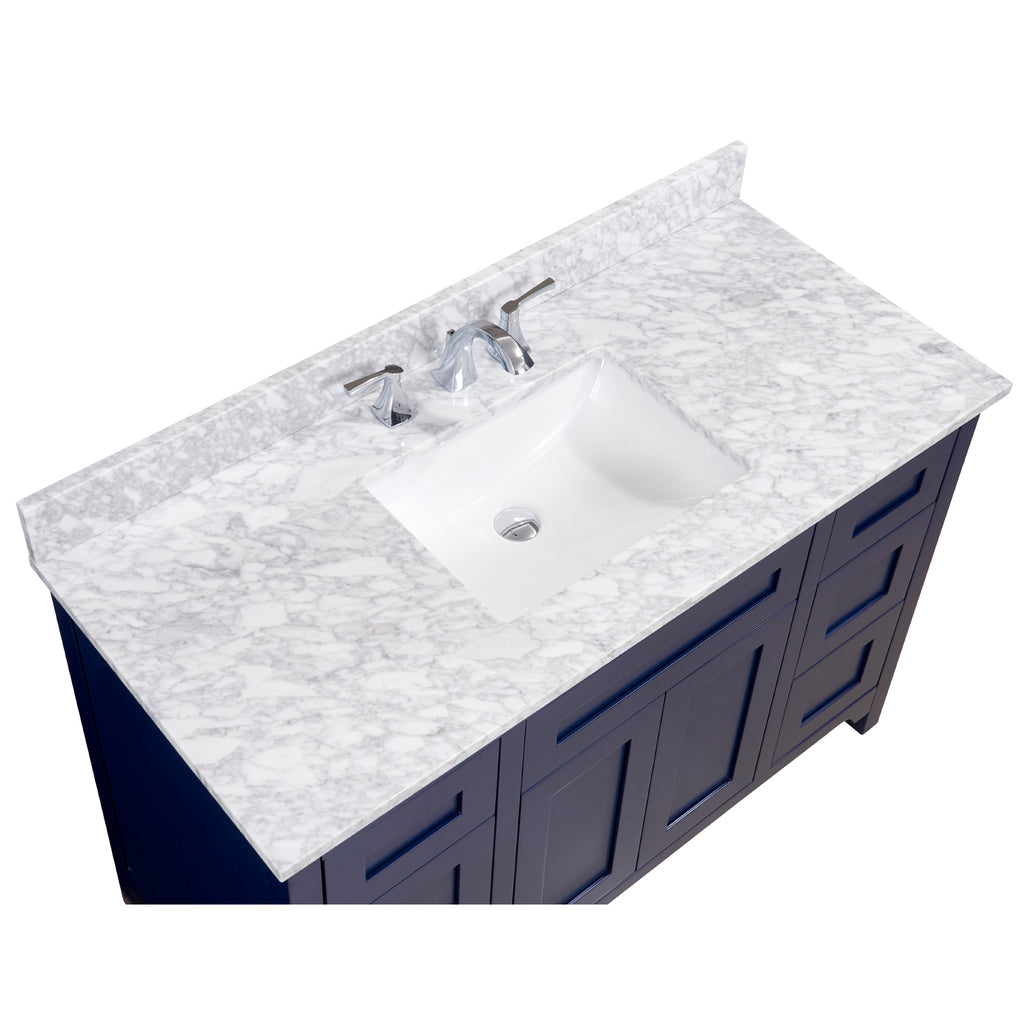 49 in. Natural Marble Vanity Top with White Sink
