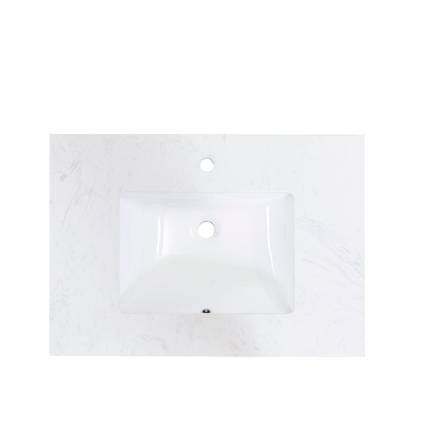 Stone effects Vanity Top in Aosta White with White Sink