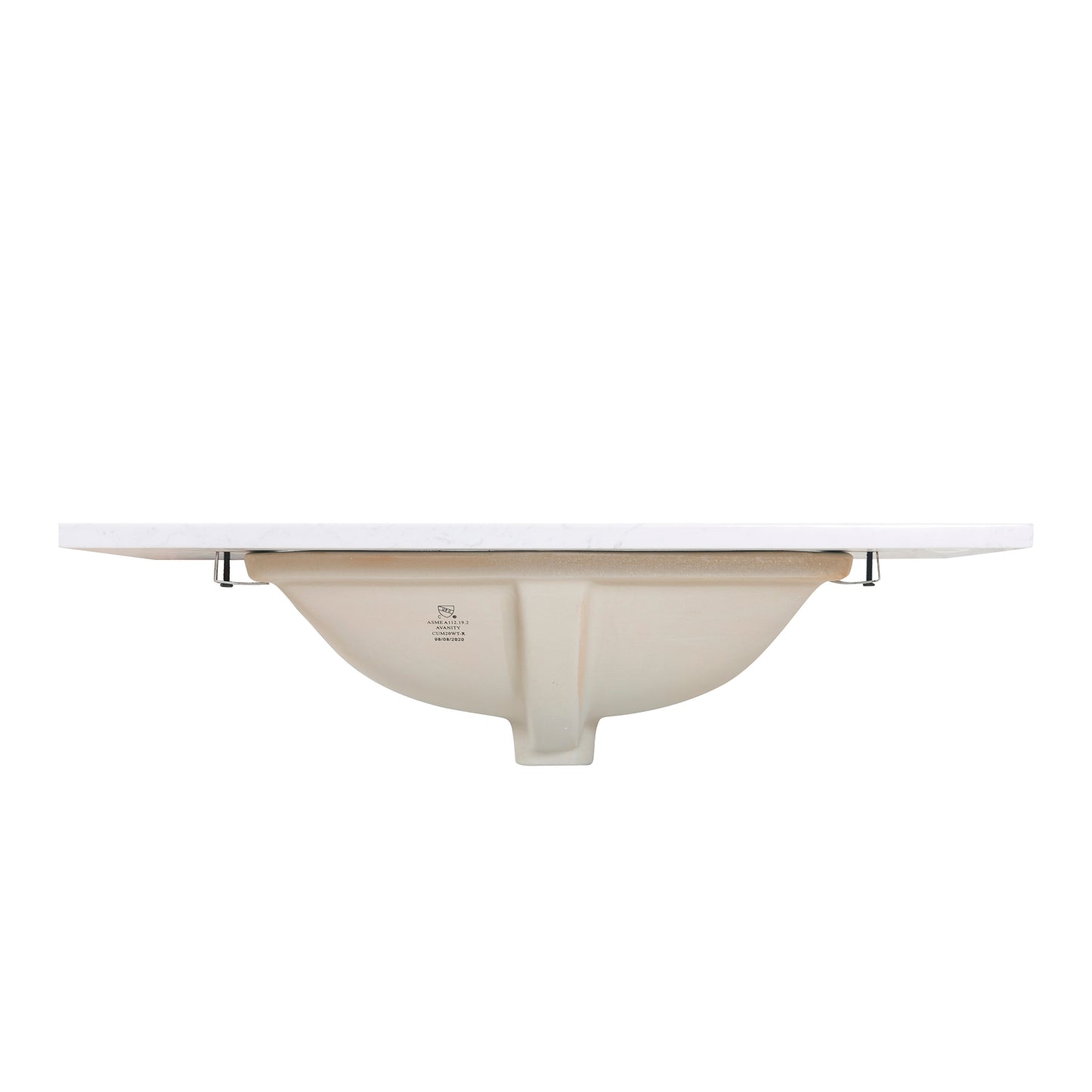 Stone effects Vanity Top in Aosta White with White Sink