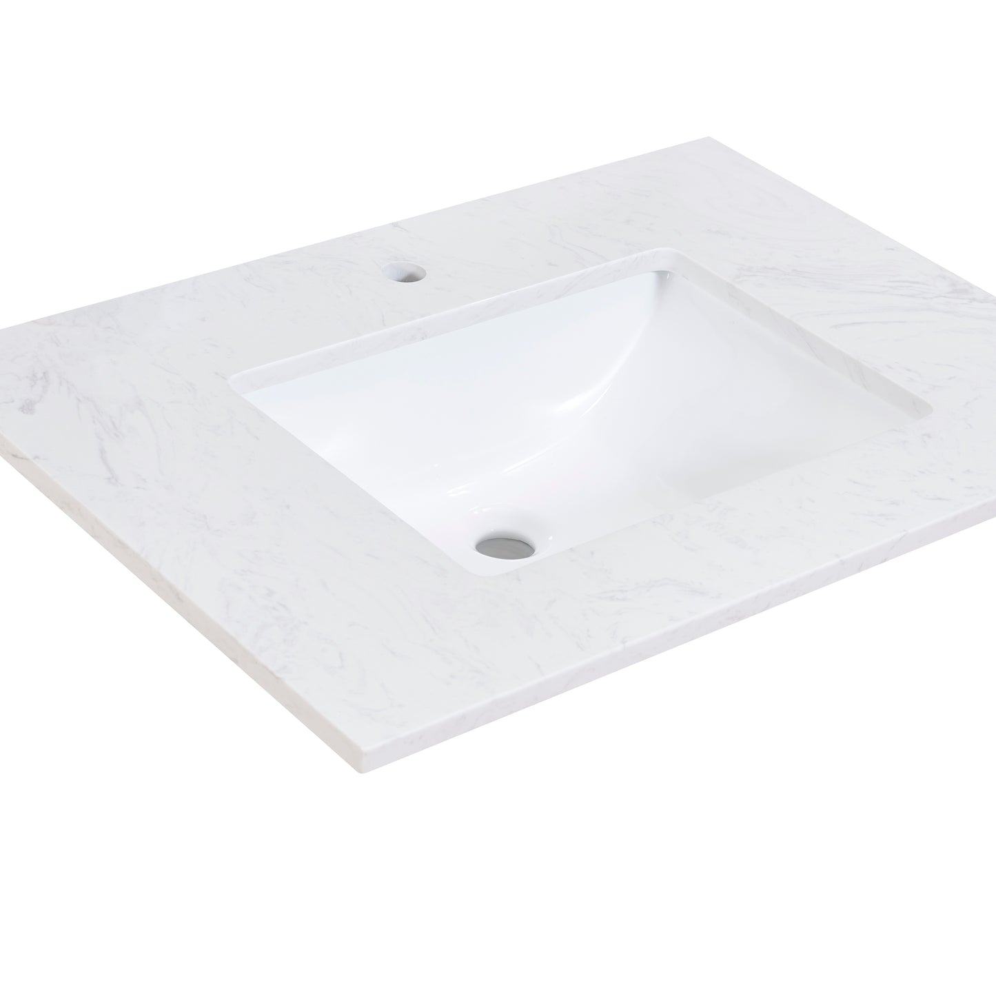 31 in. Stone effects Vanity Top in Aosta White with White Sink