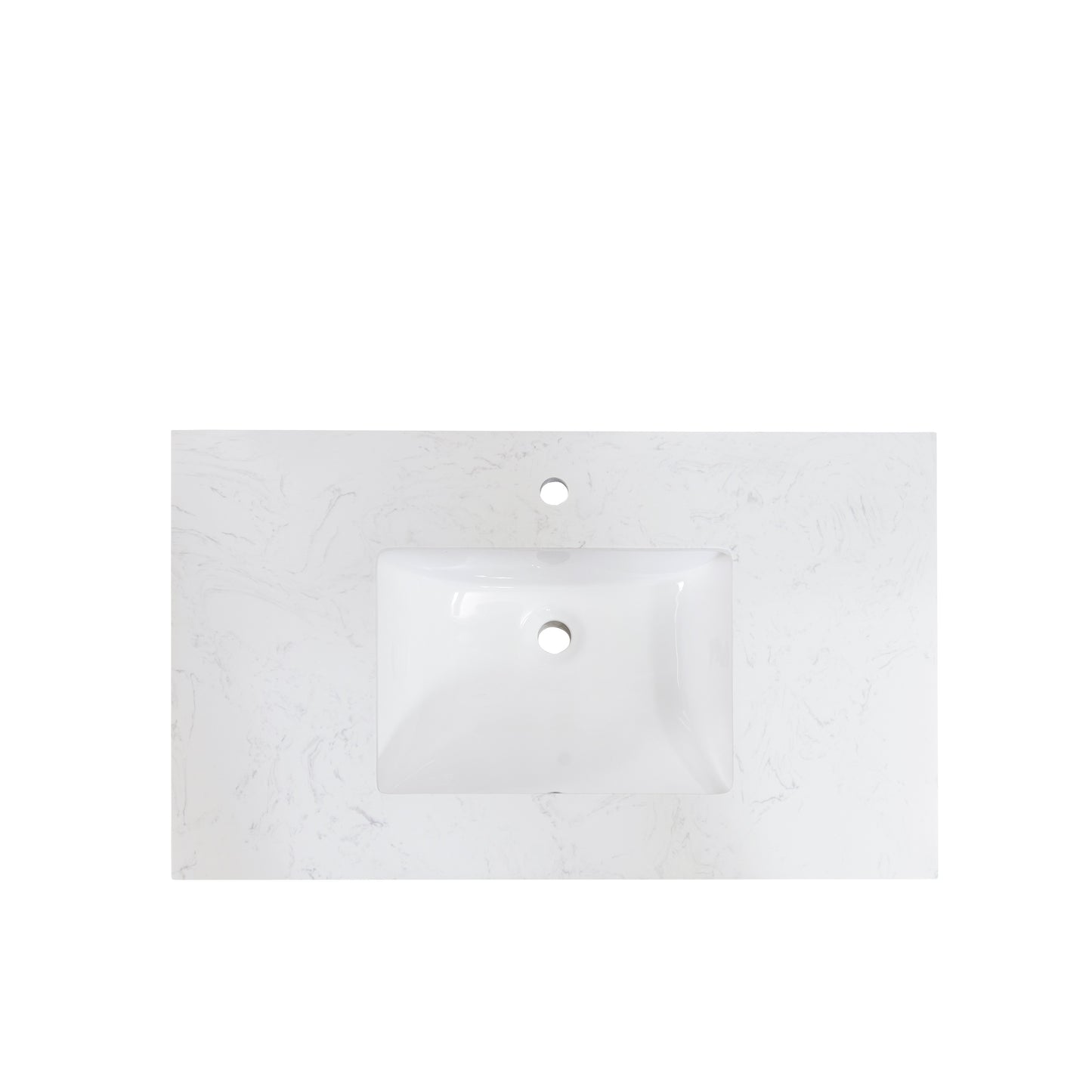 Stone effects Vanity Top in Aosta White with White Sink
