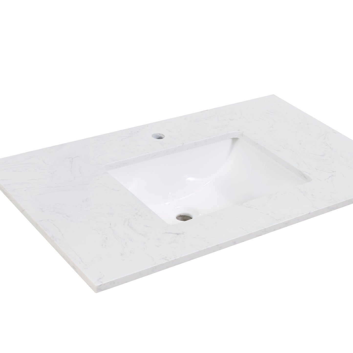 37 in. Stone effects Vanity Top in Aosta White with White Sink