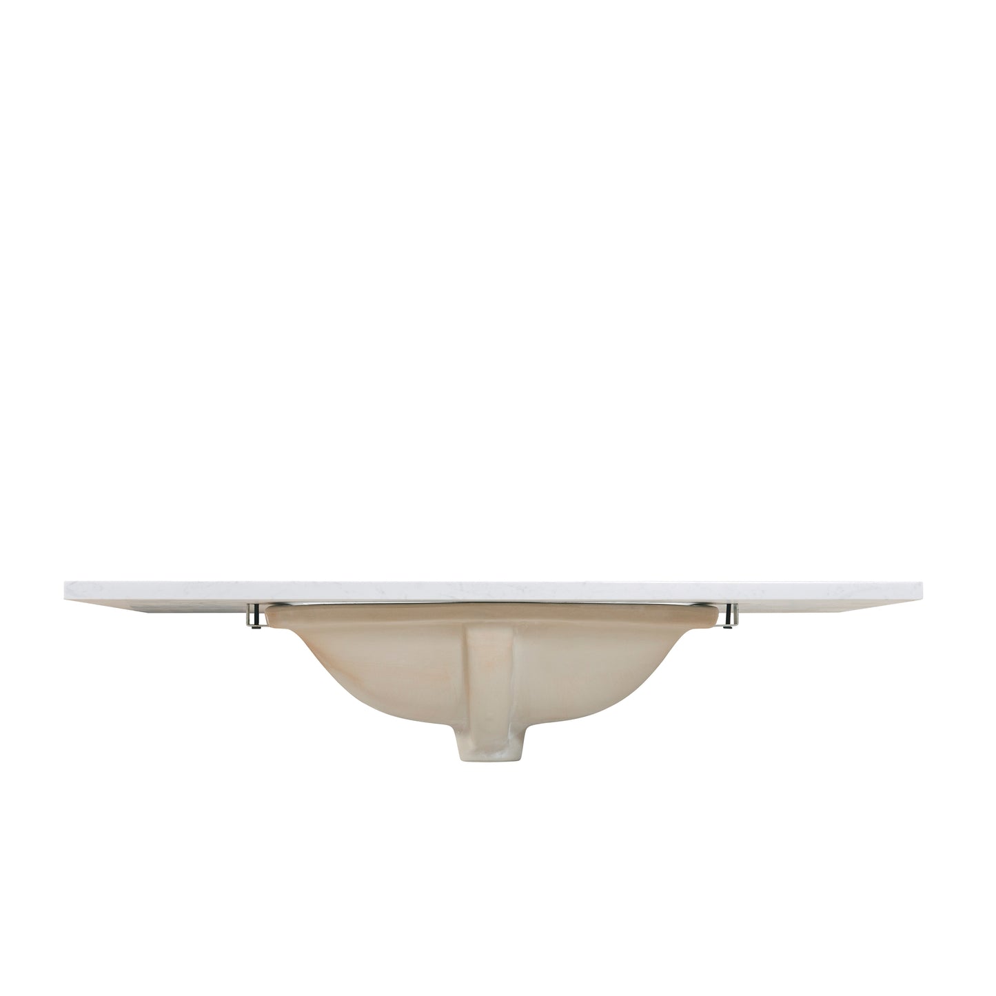 37 in. Stone effects Vanity Top in Aosta White with White Sink