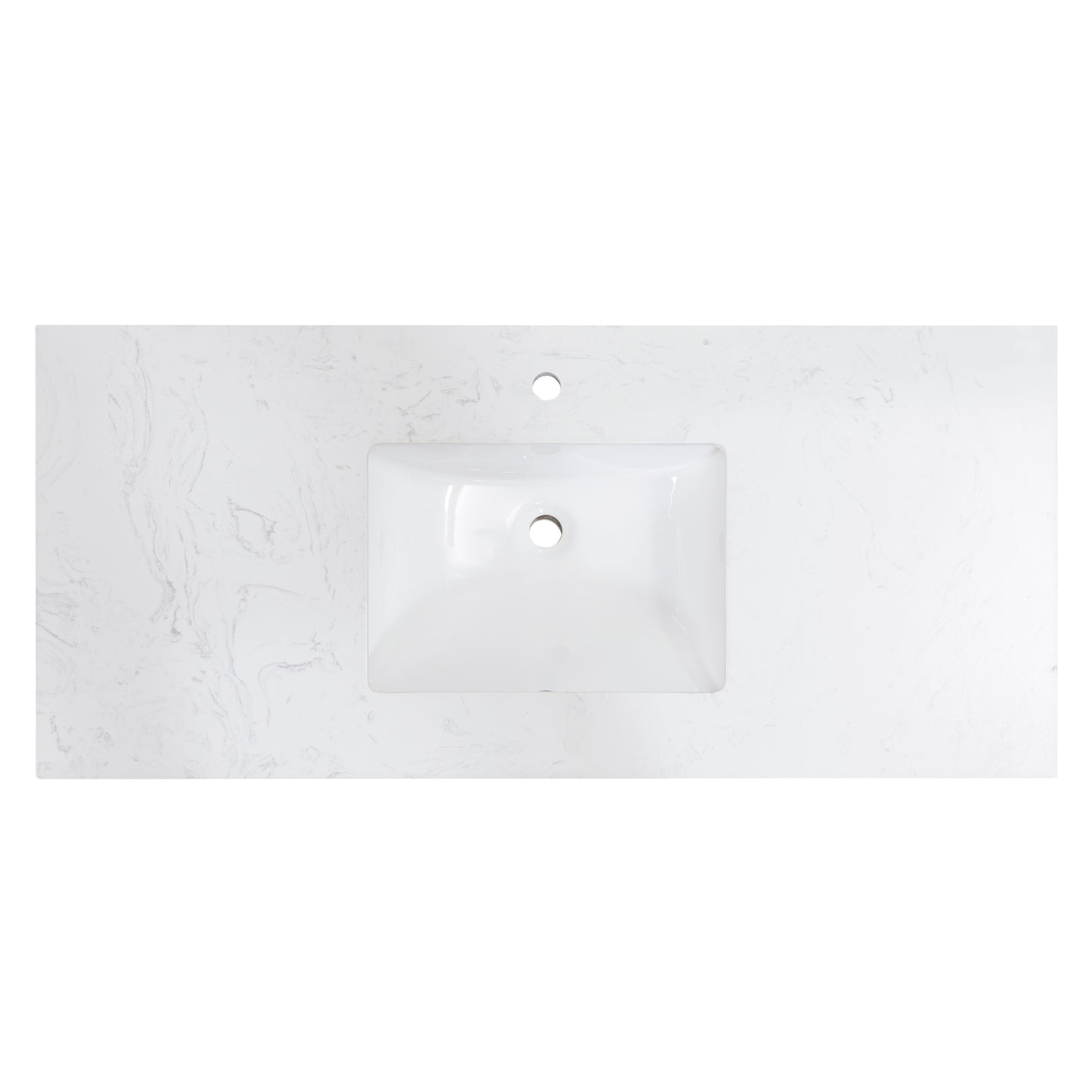 Stone effects Vanity Top in Aosta White with White Sink