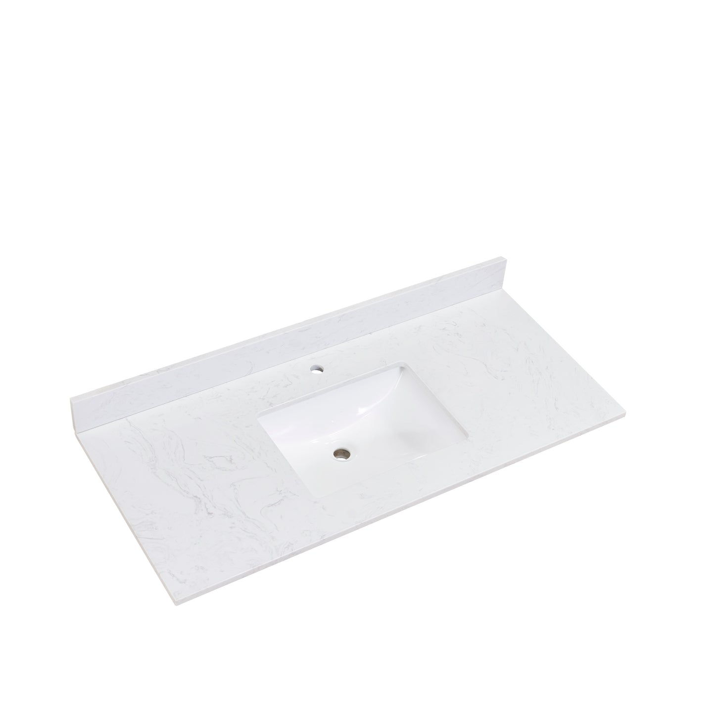 49 in. Stone effects Vanity Top in Aosta White with White Sink