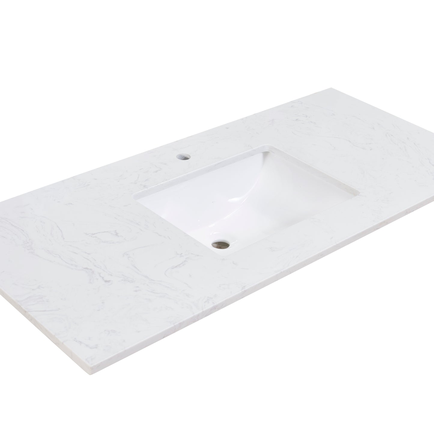 49 in. Stone effects Vanity Top in Aosta White with White Sink
