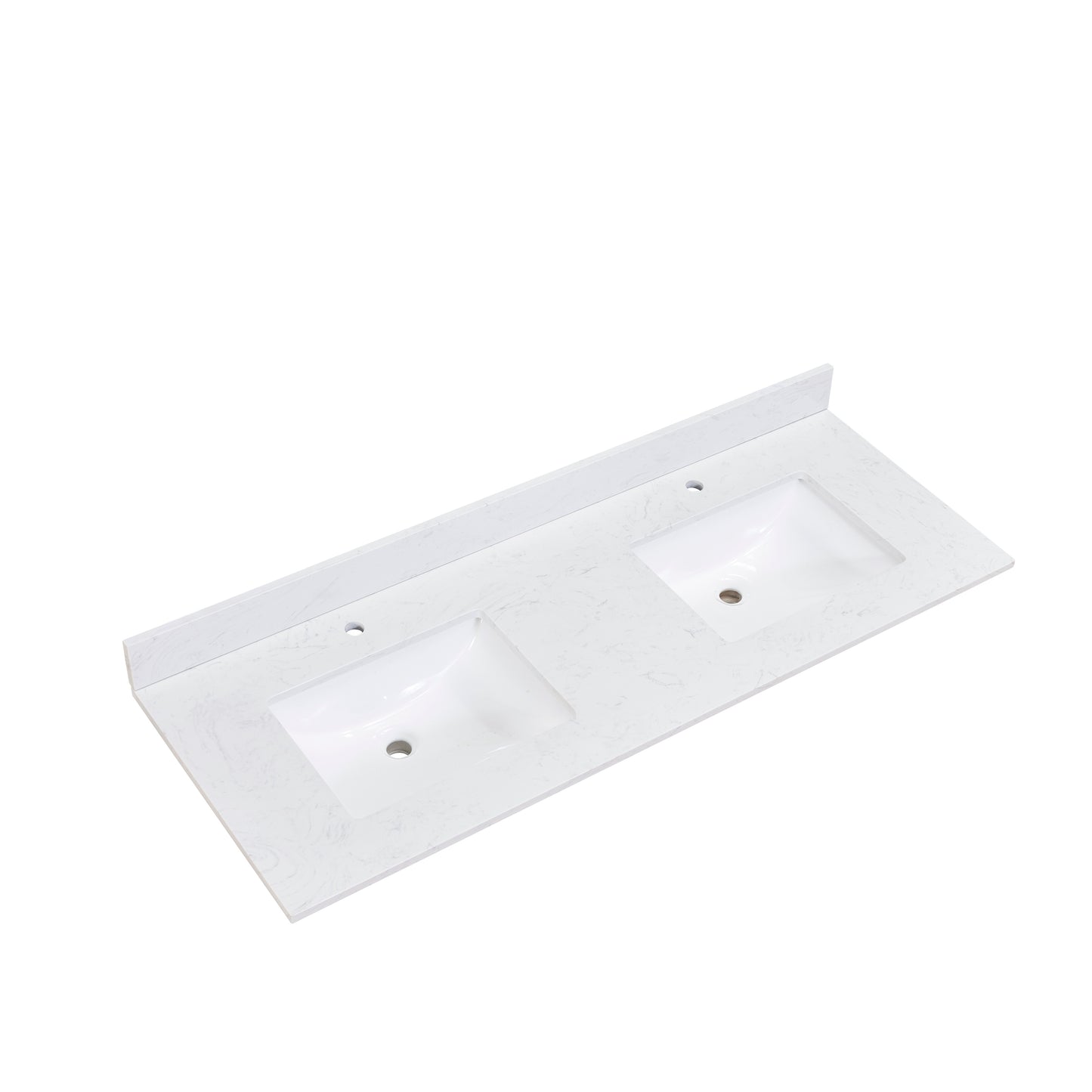 61 in. Stone effects Vanity Top in Aosta White with White Sink