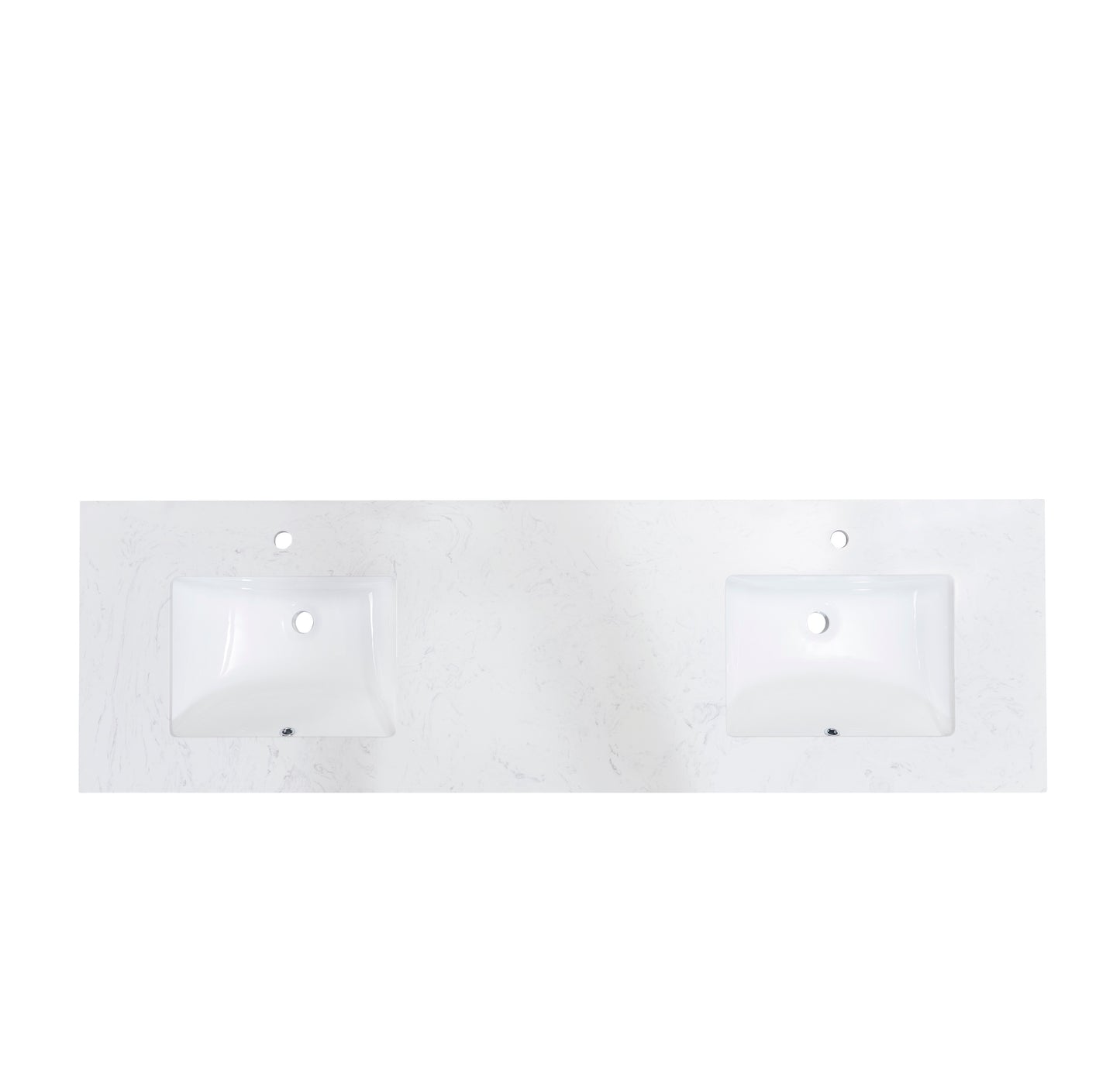 72 in. Stone effects Vanity Top in Aosta White with White Sink