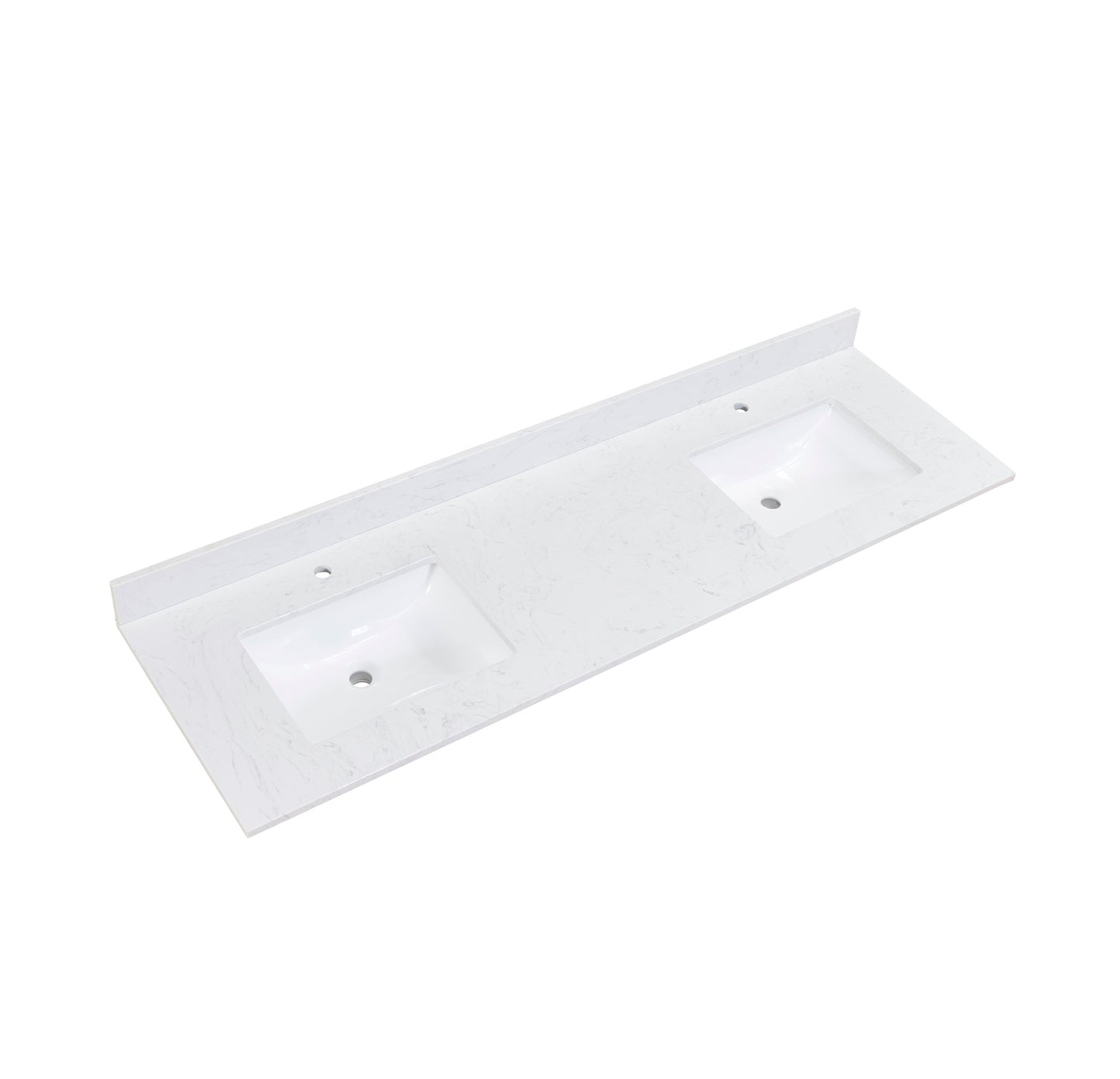Stone effects Vanity Top in Aosta White with White Sink
