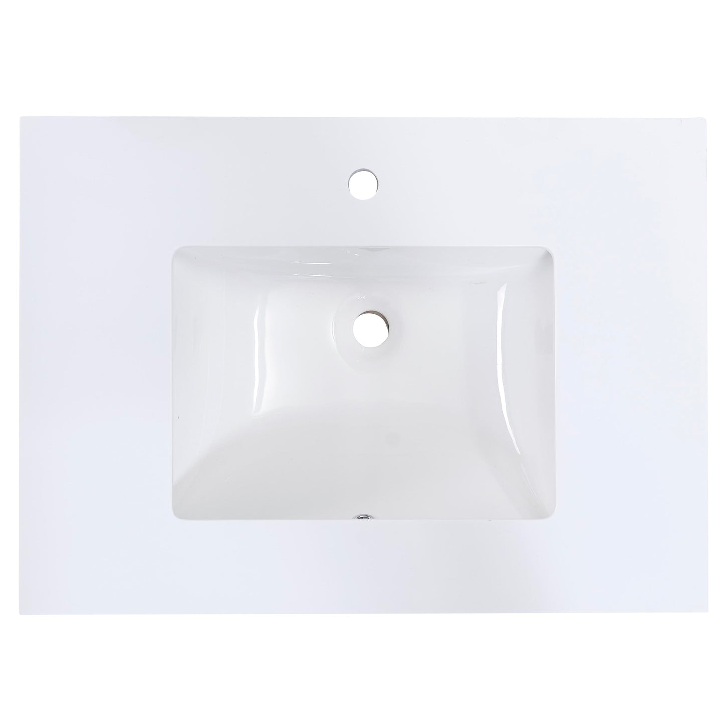 30 in. Stone effects Vanity Top in Snow White with White Sink