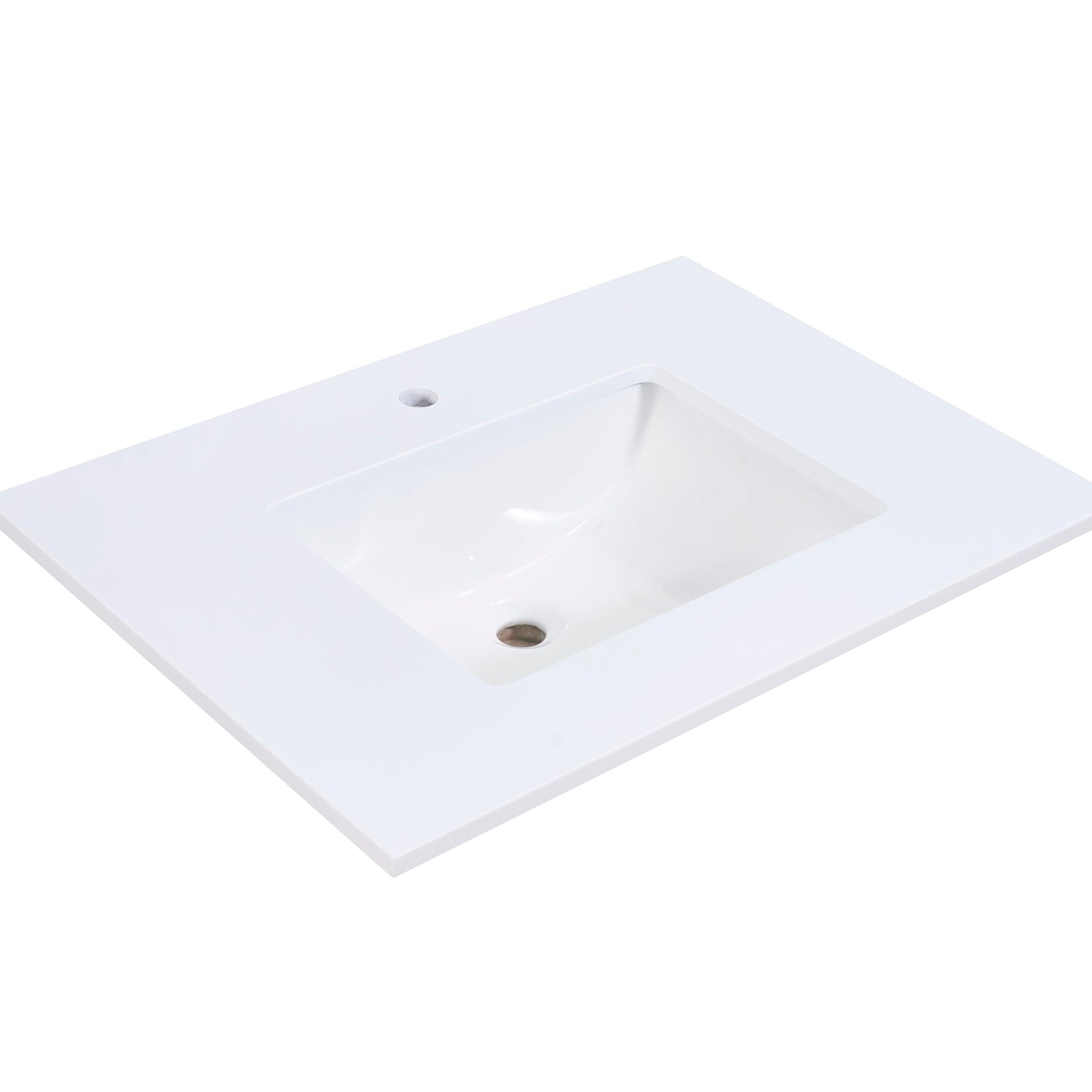 30 in. Stone effects Vanity Top in Snow White with White Sink