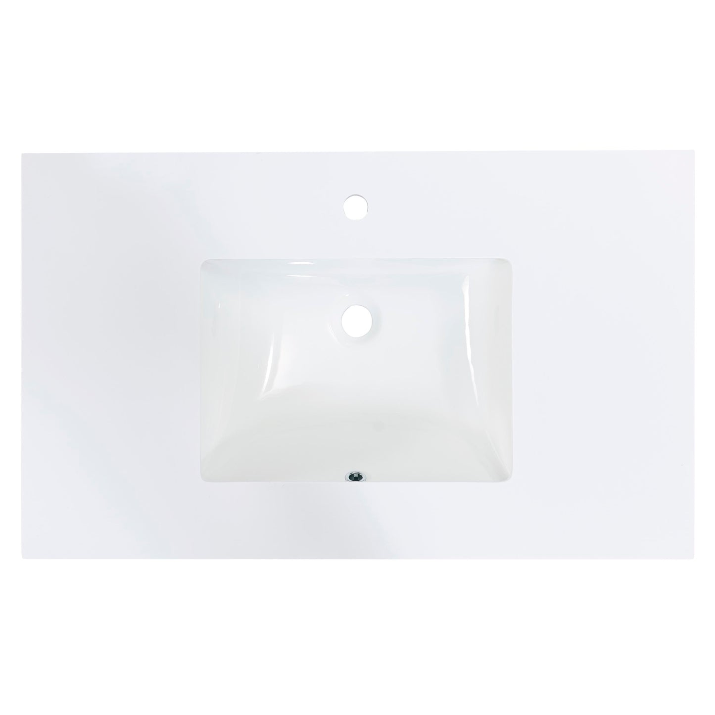 37 in. Stone effects Vanity Top in Snow White with White Sink