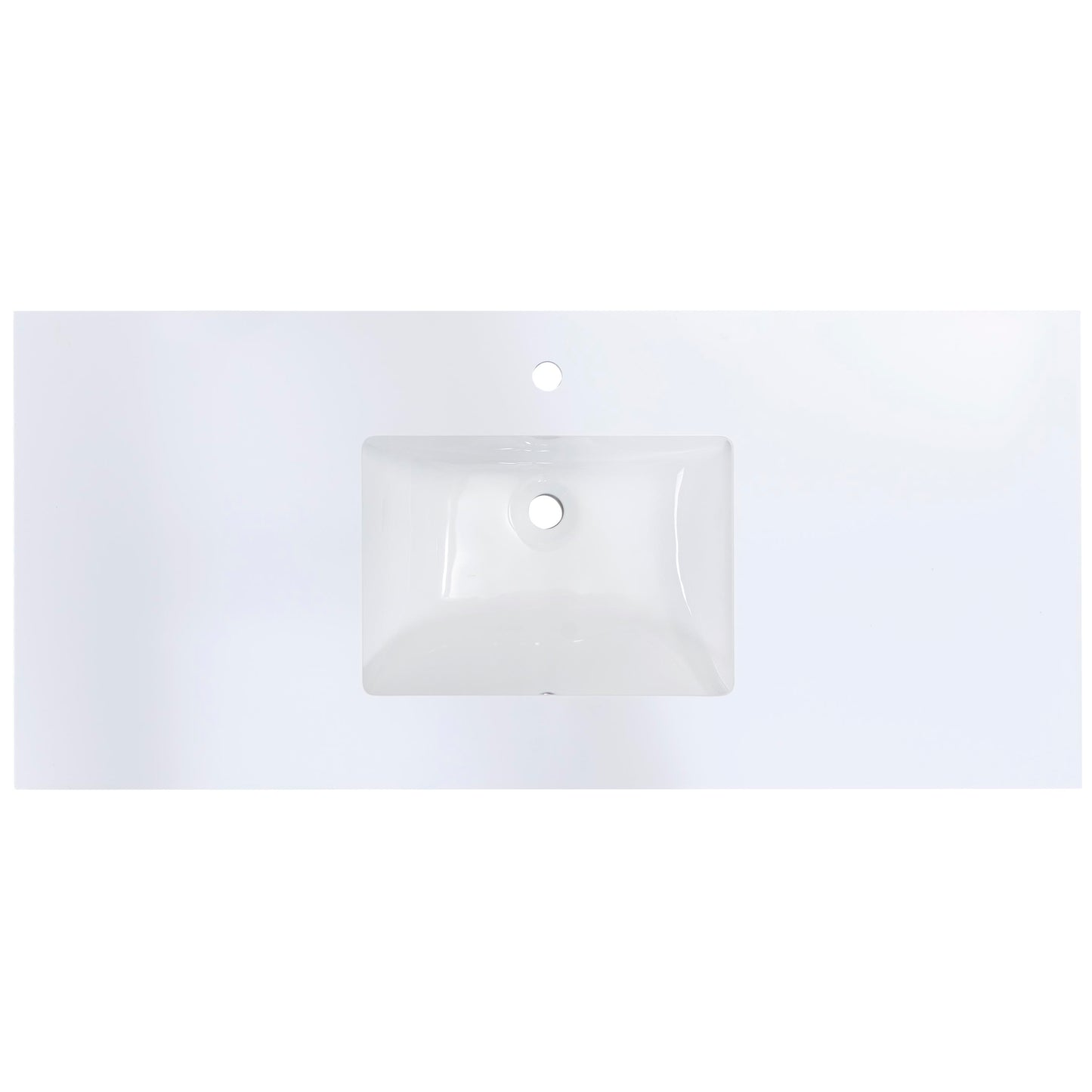 49 in. Stone effects Vanity Top in Snow White with White Sink