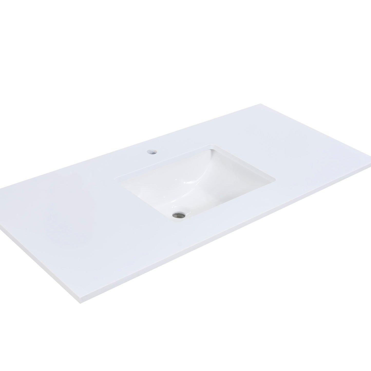 49 in. Stone effects Vanity Top in Snow White with White Sink