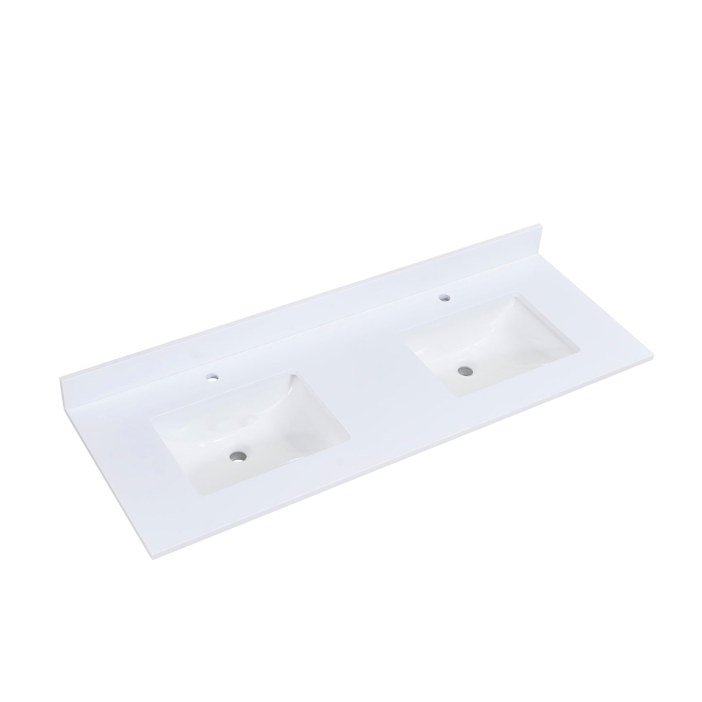 61 in. Stone effects Vanity Top in Snow White with White Sink
