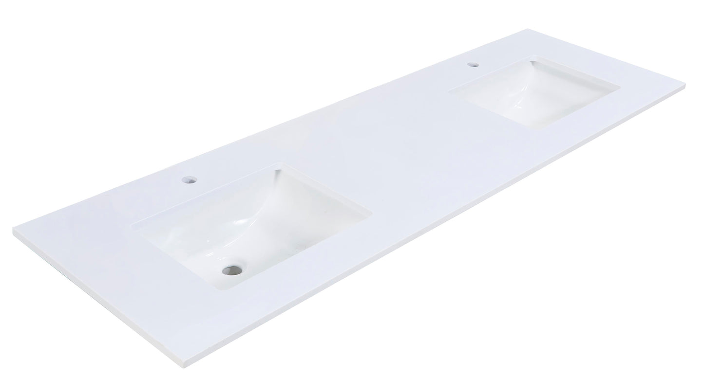 Stone effects Vanity Top in Snow White with White Sink