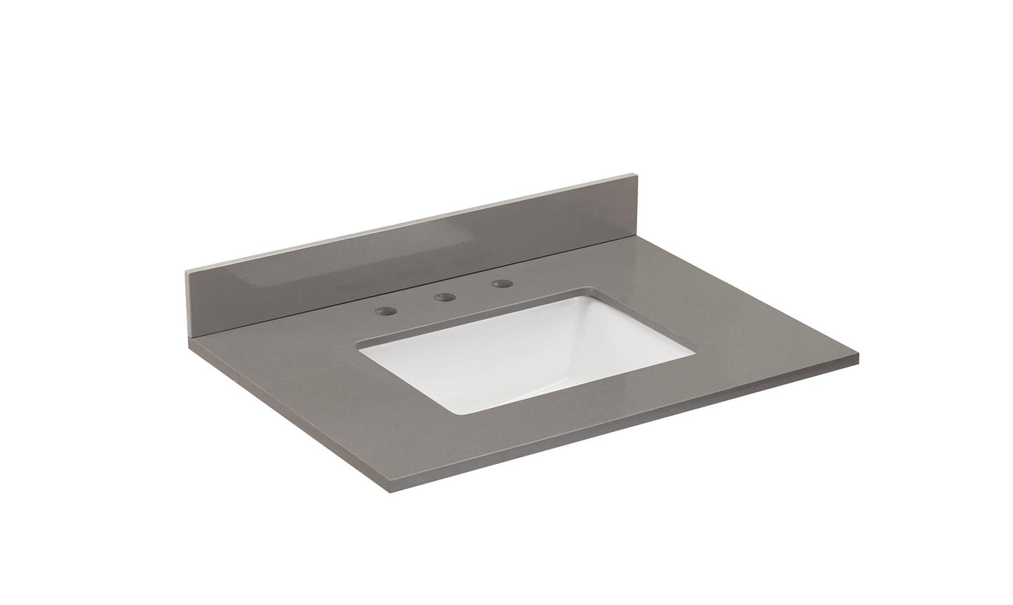 Stone effects Vanity Top In Concrete Grey with White Sink