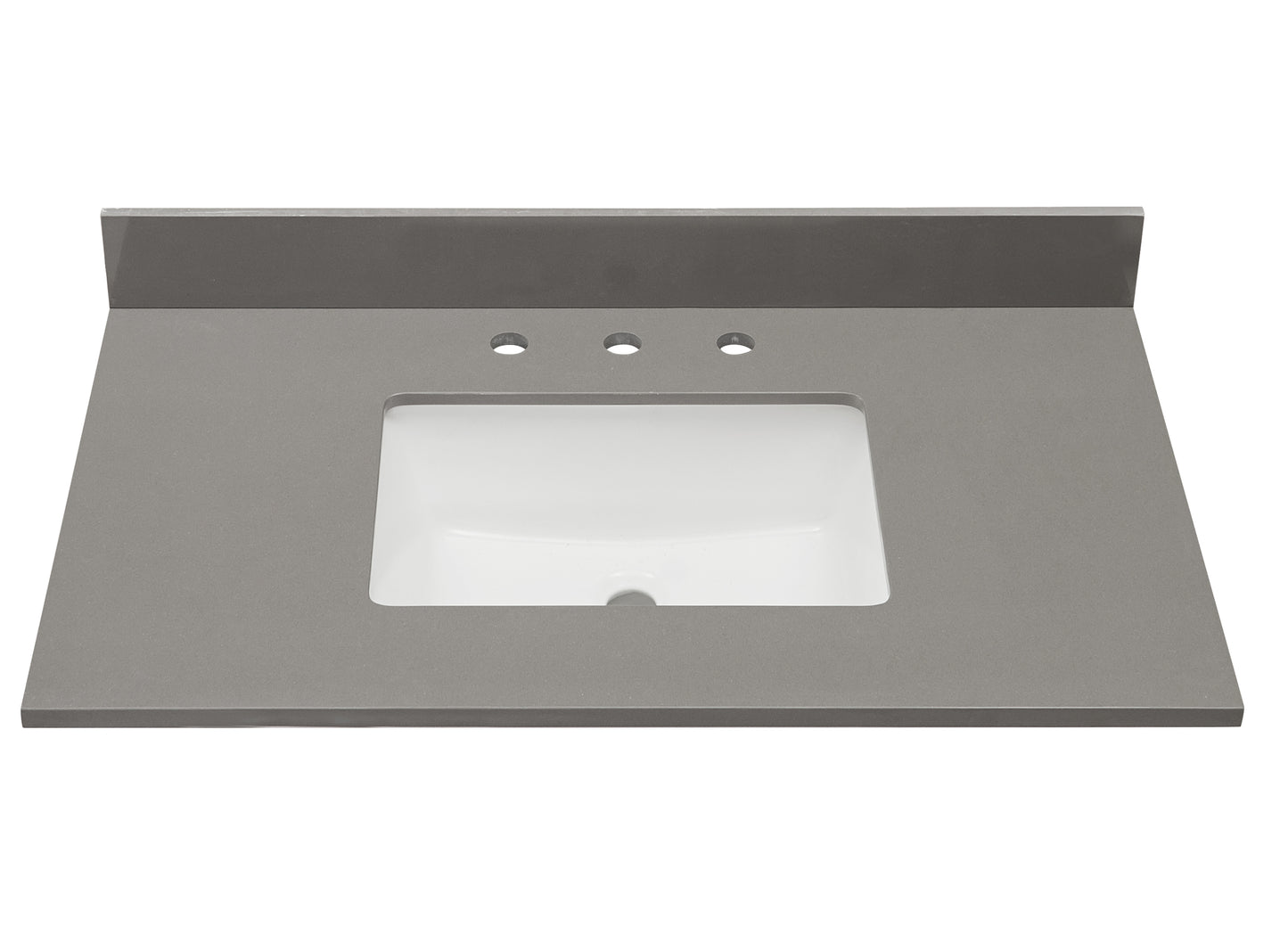 Stone effects Vanity Top In Concrete Grey with White Sink