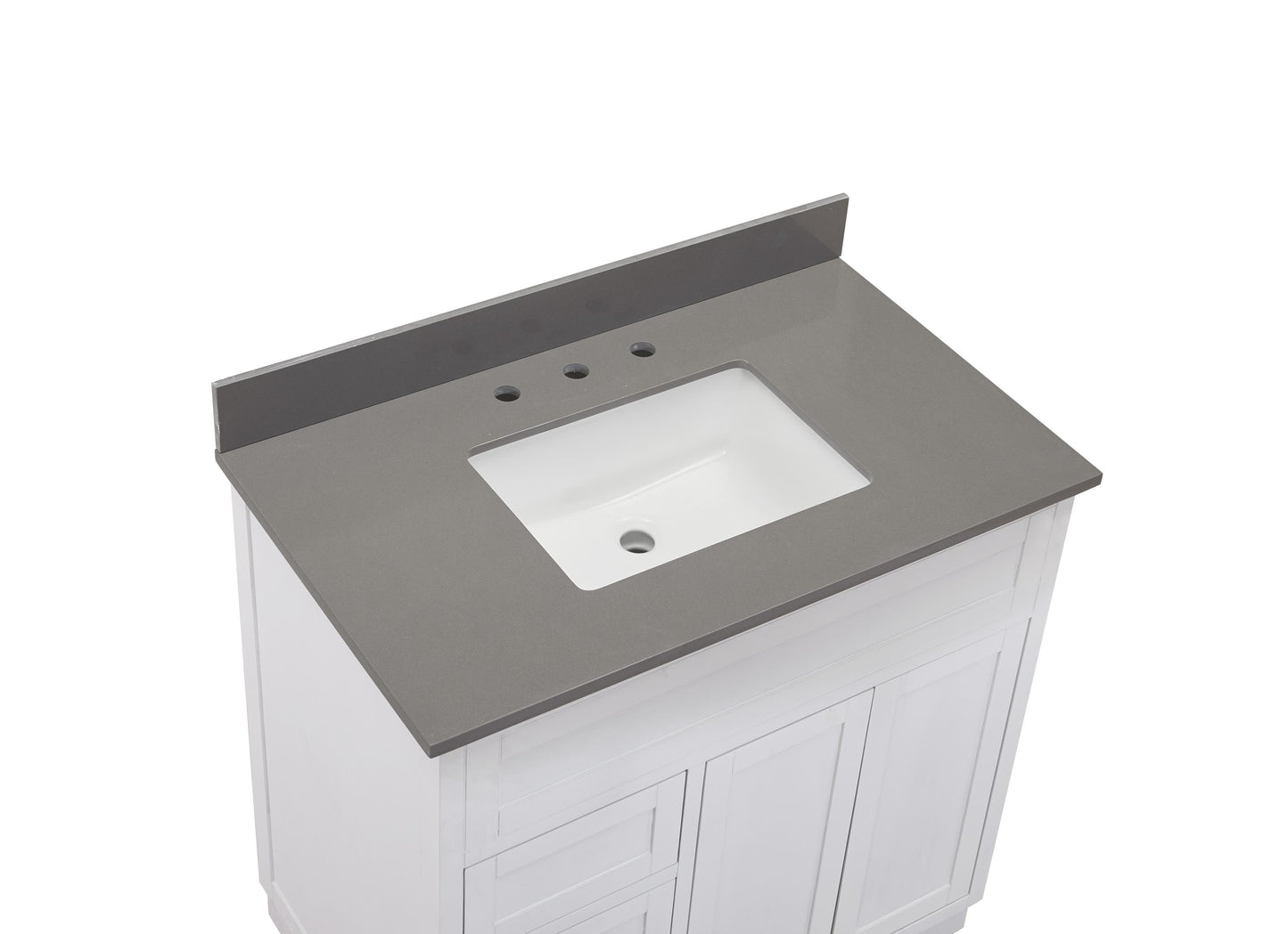Stone effects Vanity Top In Concrete Grey with White Sink