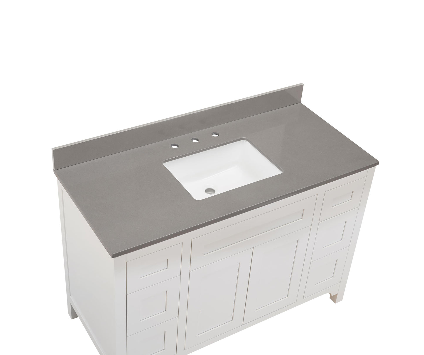 Stone effects Vanity Top In Concrete Grey with White Sink