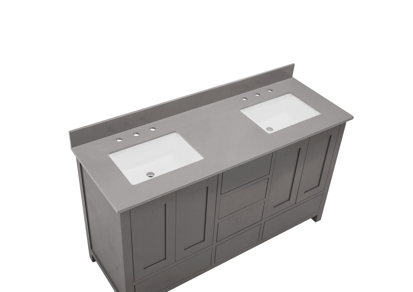 Stone effects Vanity Top In Concrete Grey with White Sink