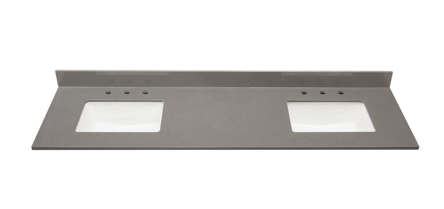 Stone effects Vanity Top In Concrete Grey with White Sink