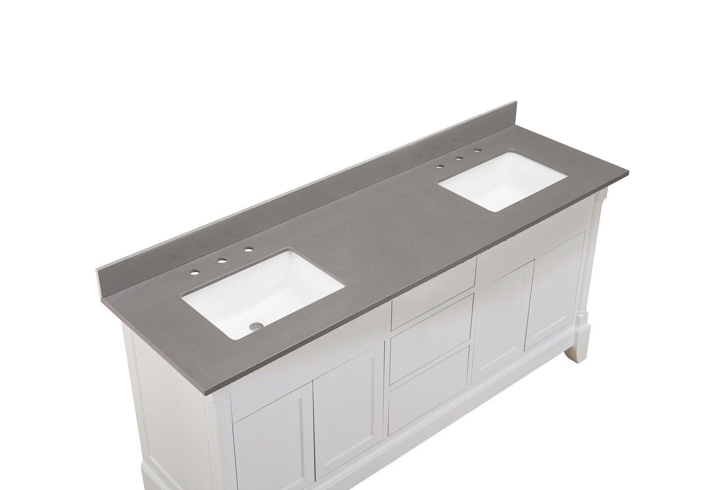 Stone effects Vanity Top In Concrete Grey with White Sink
