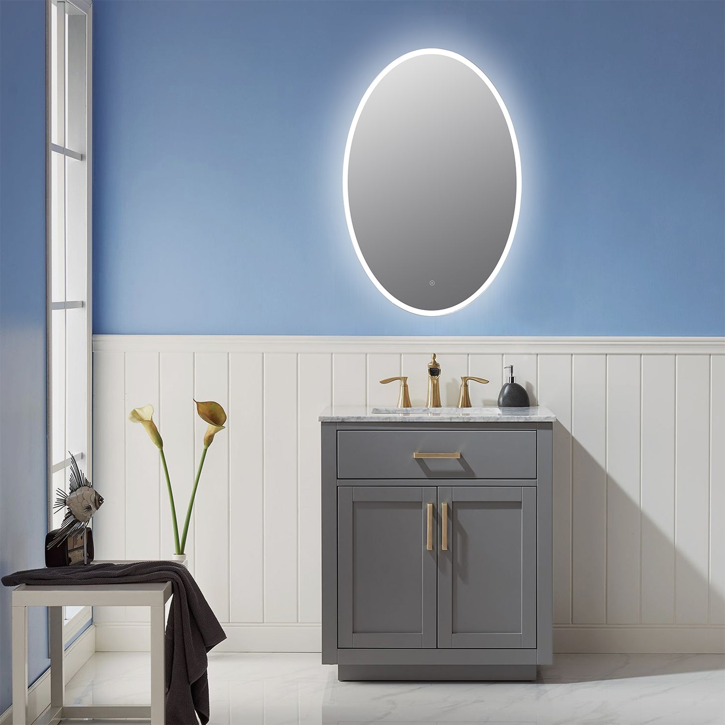 Matera 24' Oval Frameless Modern LED Bathroom Vanity Mirror