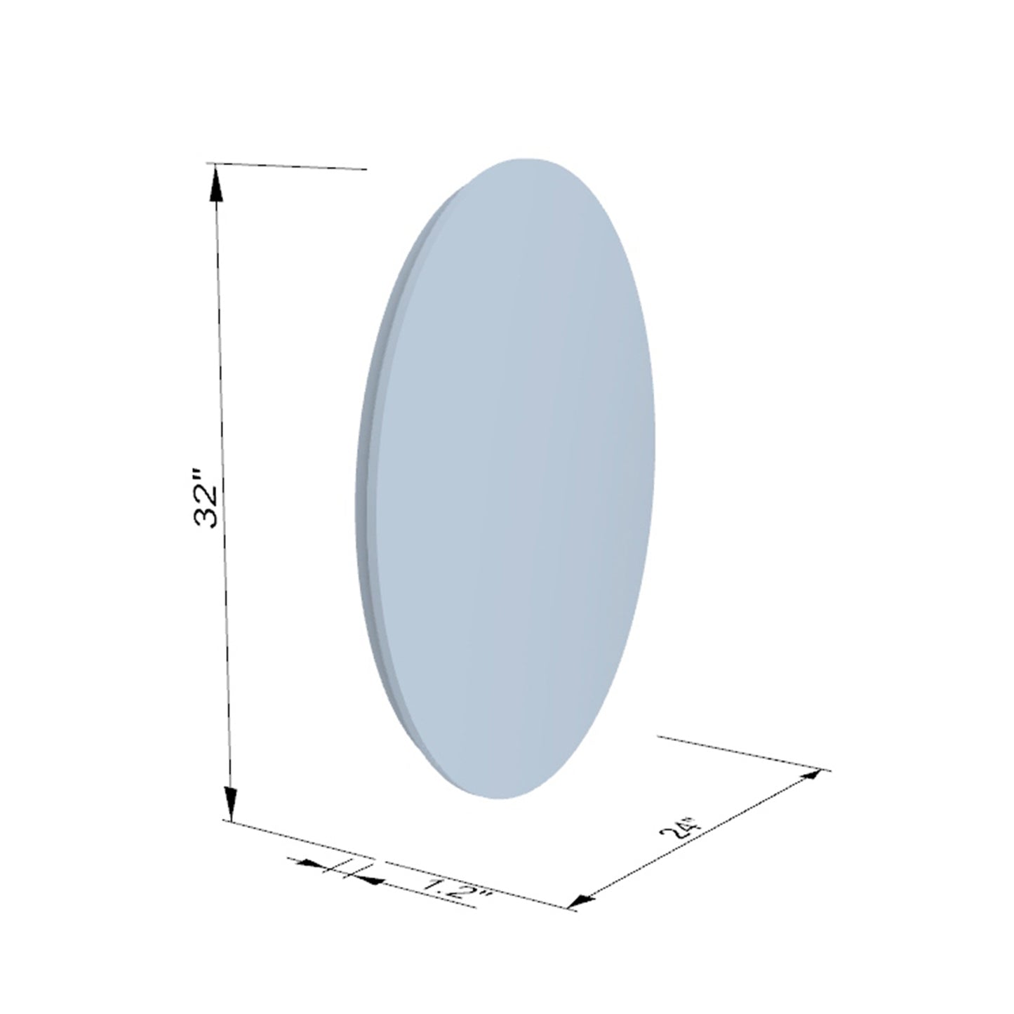 Matera 24' Oval Frameless Modern LED Bathroom Vanity Mirror
