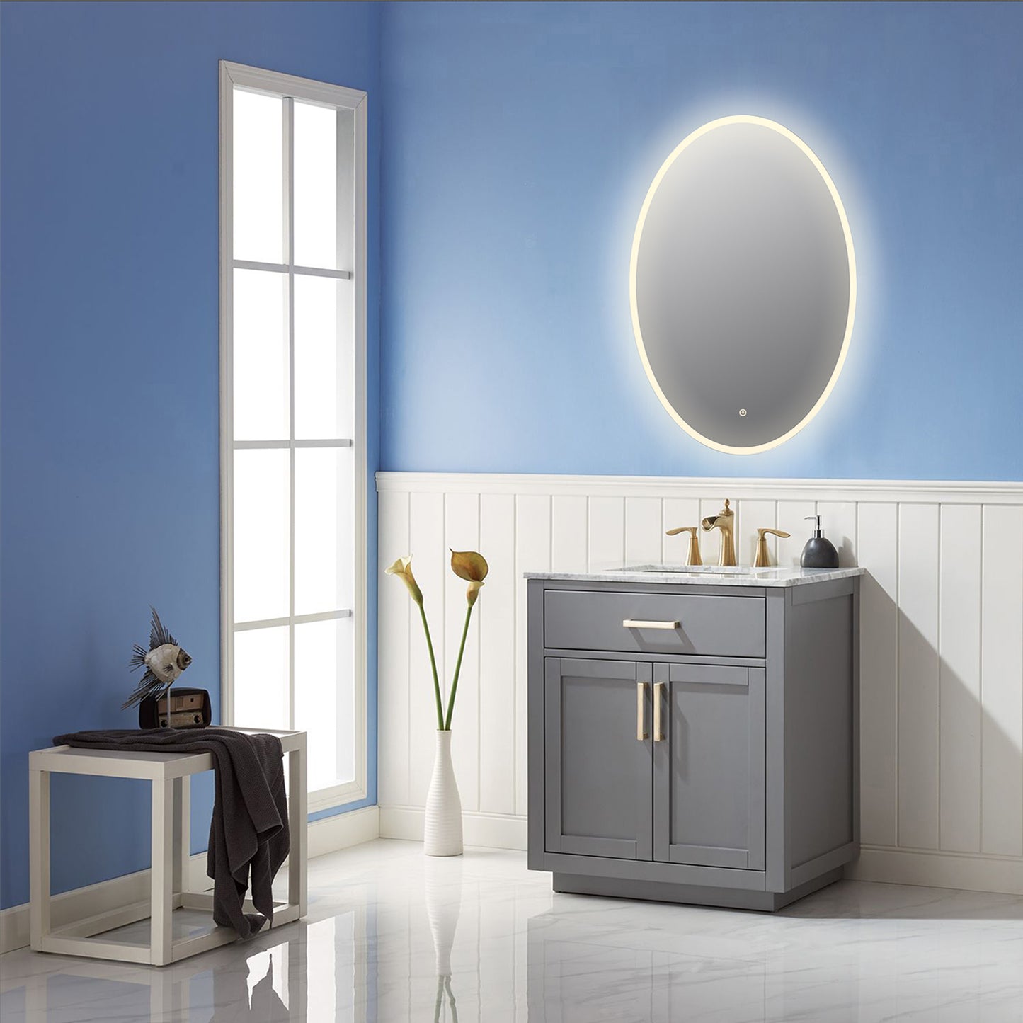 Matera 24' Oval Frameless Modern LED Bathroom Vanity Mirror
