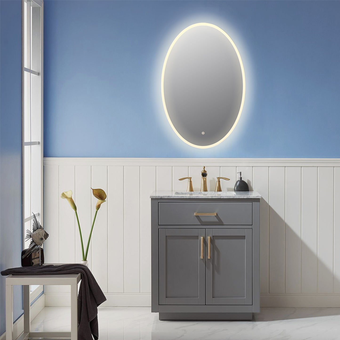 Matera 24' Oval Frameless Modern LED Bathroom Vanity Mirror